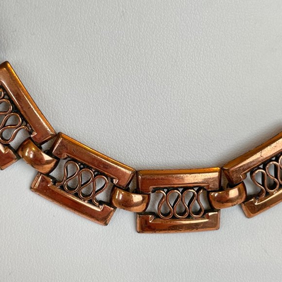 Vintage Renoir Copper Necklace Mid Century Modern Modernist Squiggle Jewelry - Picture 5 of 6